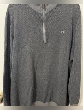 Vineyard Vines Men’s 2XL Gray Quarter Zip Pullover Sweater Whale Logo